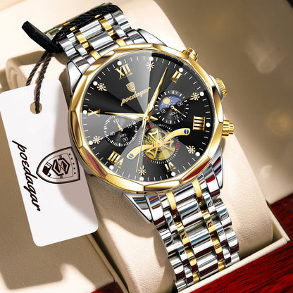 POEDAGAR Luxury Fashion Men Clock Waterproof Luminous Chronograph Male Watch Stainless Steel Quartz Business Men's Watches Reloj