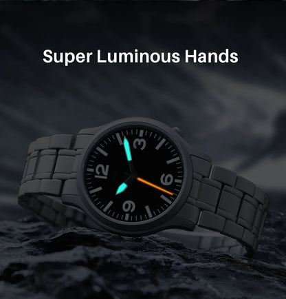BERNY Full Titanium Watches for Men Super Luminous Sapphire Sports Field Quartz Men's Watch VH31 Wristwatch 5ATM Easy Read