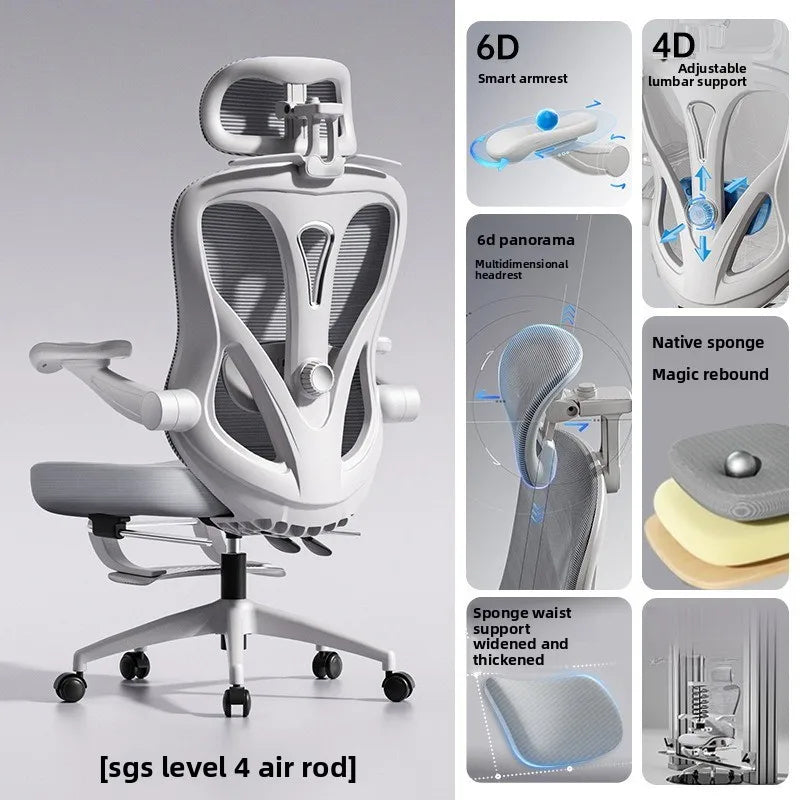 Chaise ergonomique réglable et confortable, chaise d'ordinateur, chaise de bureau, chaise de gamer, pour une utilisation sédentaire sans fatigue, avec dossier et appui-tête.