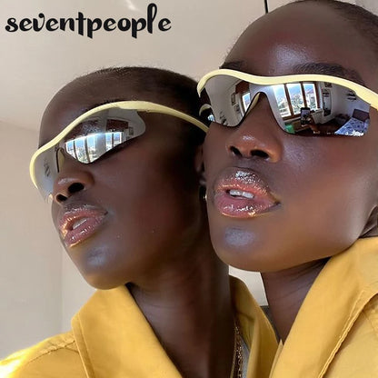 Sports Sunglasses Women Outdoor Cycling Goggle Men Fashion One-Piece Windproof Sunglass Male 2026 New Semi-Rimless Sun Glasses