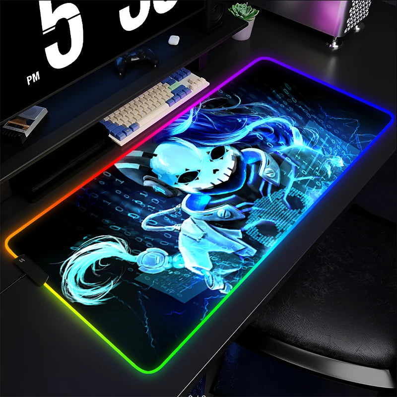 Tappetino mouse gaming, tappetino per tastiera Overwatch Sombra, tappetino da scrivania LED in gomma RGB, tappetino mouse gaming per notebook, kawaii