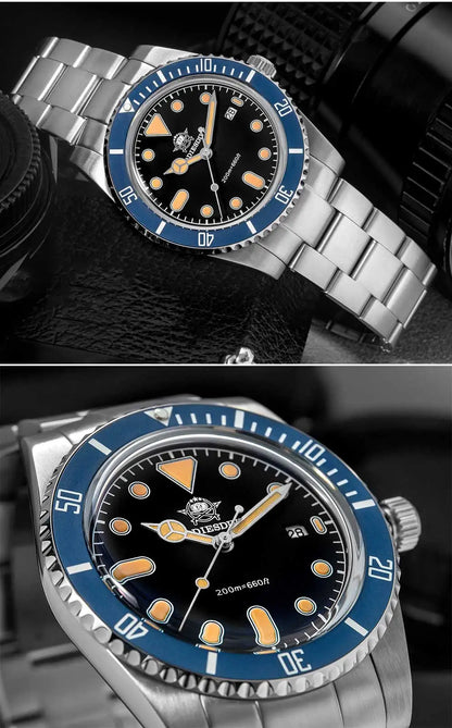 ADDIESDIVE Men’s Luxury Diver Watch Luminous Dial, Ceramic Bezel, Stainless Steel & 20 Bar Water Resistant
