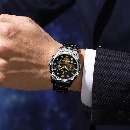 POEDAGAR Top High Quality Man Wristwatch Stainless Steel Chronograph Business Men Watch Waterproof Luminous Quartz Men's Watches