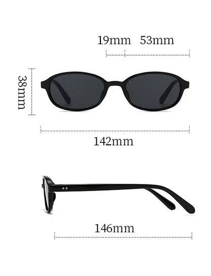 Personalized oval-shaped small frame plastic-rimmed sunglasses for men and women, suitable for daily sun protection