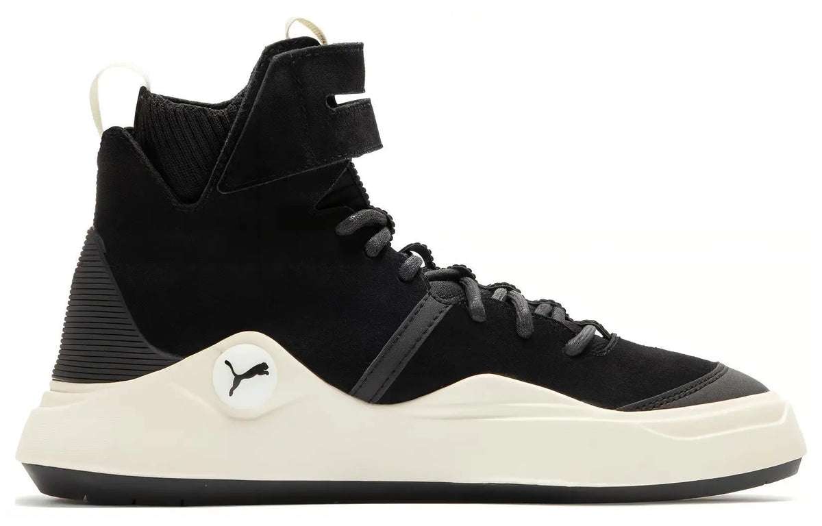 Baskets mi-hautes en cuir Puma Abyss Solstice Sd, noir et blanc, 391903-01
