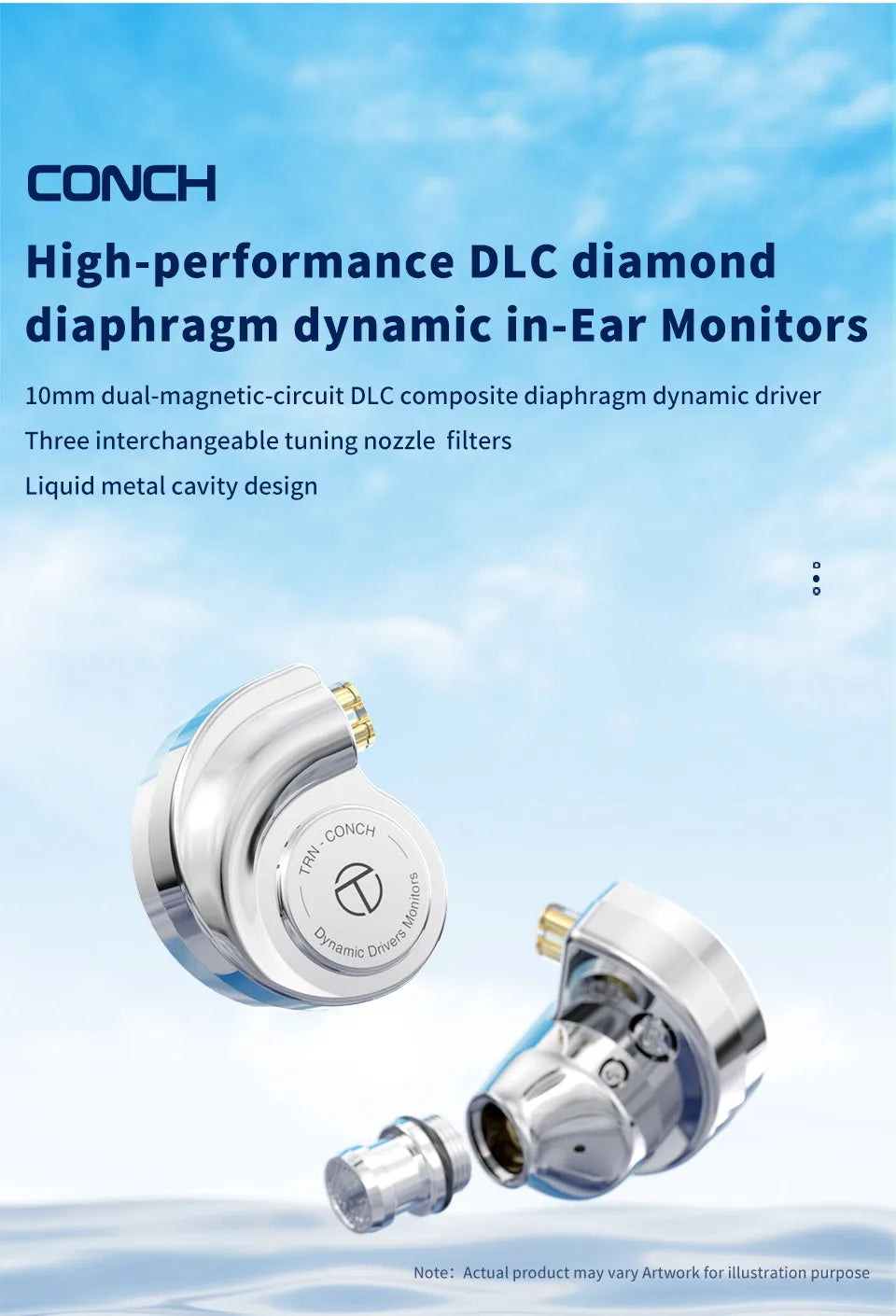 Monitores intraaurales TRN Conch Lucky Bag – Auriculares HiFi con cable, dinámica de diamante DLC y filtros de boquilla de afinación para Xiaomi