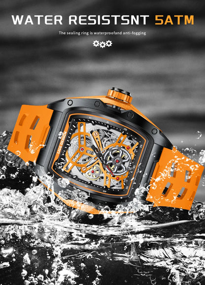 LIGE New Watches Mens Skeleton Mechanical Automatic Watch Top Brand Luxury Luminous 30M Waterproof Watch For Men reloj hombre