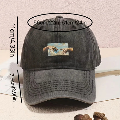 Vintage printed baseball cap, vintage and versatile for both men and women, daily casual and fashionable curved brim hat
