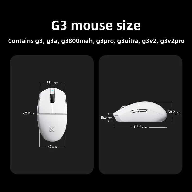 Mouse wireless MCHOSE G3 V2 PRO Bluetooth Tri Mode, ergonomic, ușor, pentru laptop, birou, gaming și accesorii pentru computer