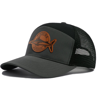Shark Leather Label férfi baseball sapka, alkalmi, 7 panelos stílusú trucker sapka, divatos hiphop hálós sapka, nyári női napellenzős sapka, unisex