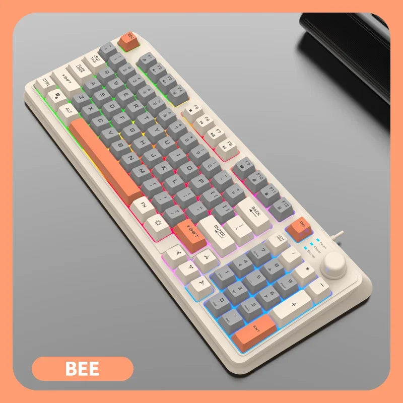 K82 Gaming Keyboard Glows Wired USB Desktop PC/Notebook Available 19-key punchless knob to adjust volume