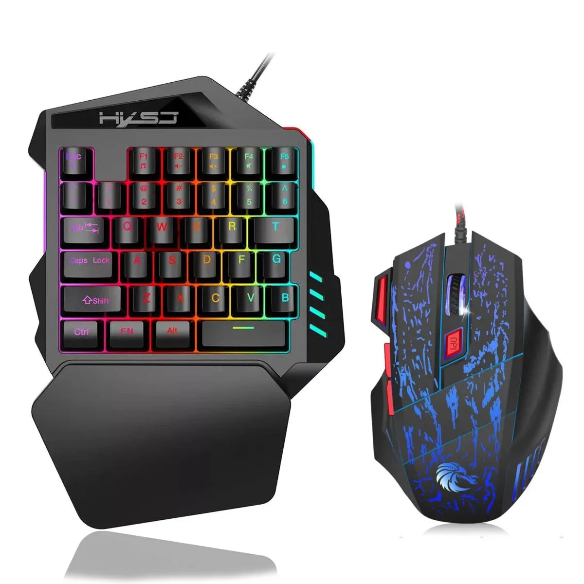 Wired Backlight Keyboard Mouse Set One-handed Professional Gaming Keyboard Mini Portable Game Mouse for Battle Royale Game