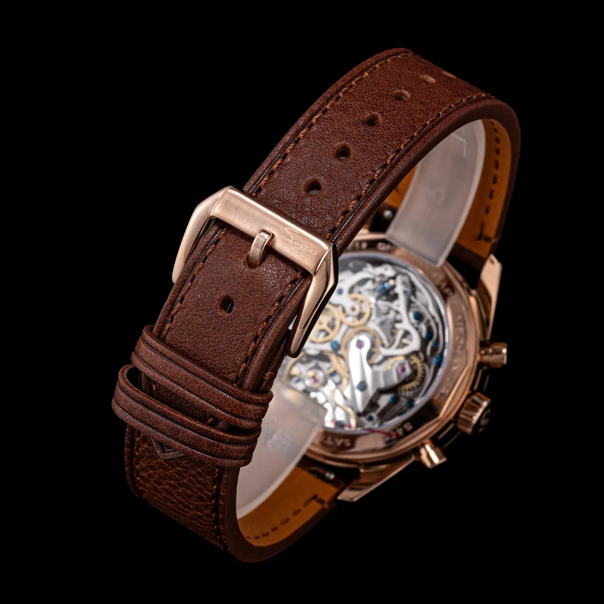 Sugess Mens Watch 38mm Chronograph Mechanical Wristwatches Tianjin Gooseneck Movement Sapphire Crystal Roulette Dial S465 new