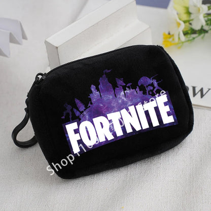 Portamonete in peluche Fortnite per bambini e bambine, portafoglio portatile carino e alla moda, borsa porta carte d’identità in stile cartoon e anime, regalo di compleanno per bambini