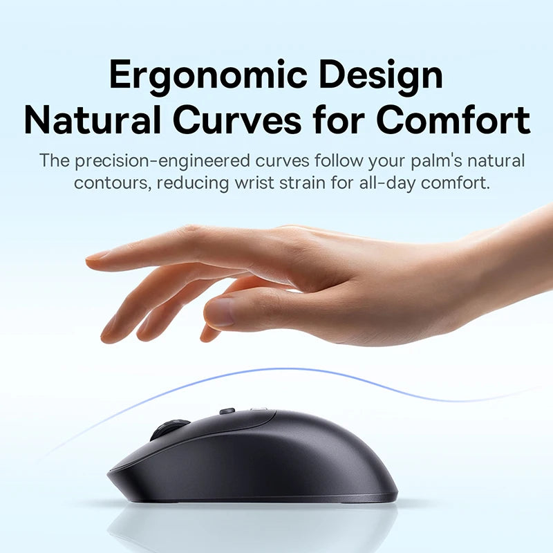 【NAUJIENA】Baseus EM2 ergonominė belaidė pelė, Bluetooth 5.3, 2.4G, Type-C įkrovimas, itin lengva tyli pelė su pritaikomu mygtuku