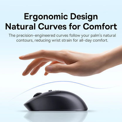 【NAUJIENA】Baseus EM2 ergonominė belaidė pelė, Bluetooth 5.3, 2.4G, Type-C įkrovimas, itin lengva tyli pelė su pritaikomu mygtuku