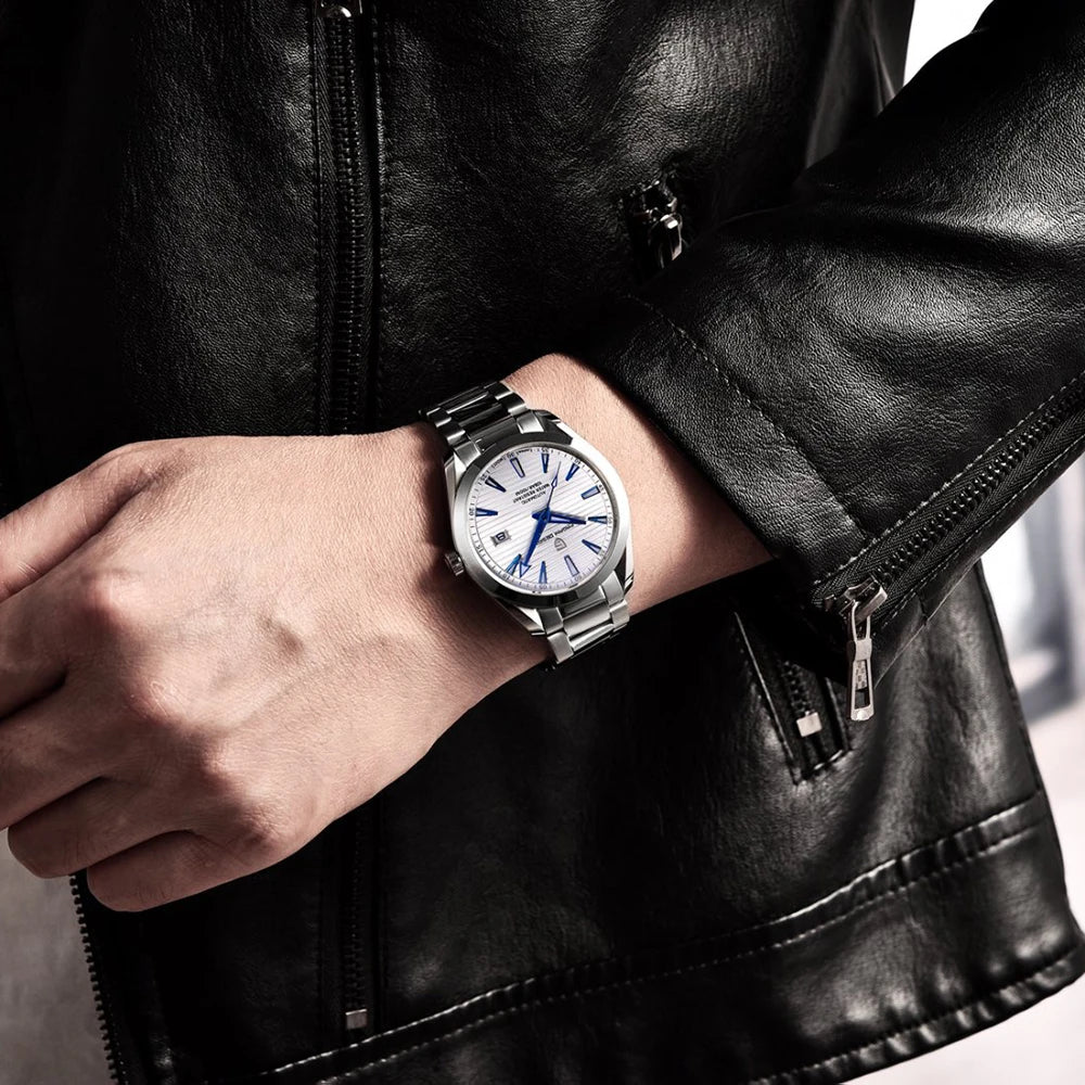Reloj de lujo para hombre PAGANI DESIGN – Modelo automático mecánico (calibre 8215), de acero inoxidable, hermético, con indicador de fecha y agujas luminiscentes