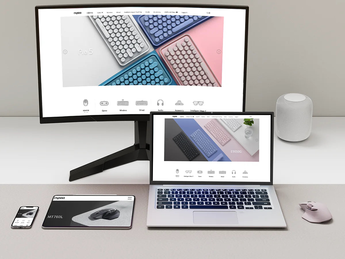 Mysz bezprzewodowa Rapoo MT760L/MT760M Multi-mode, akumulatorowa, ergonomiczna, 4000 DPI, obsługa do 4 urządzeń, mysz Bluetooth