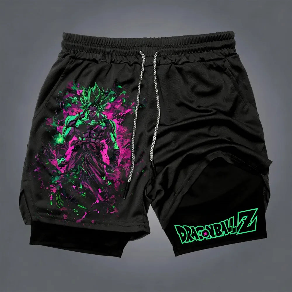 Dragon Ball Goku Unisex Harajuku Anime Printed 2026 Summer New Product Loose Sports Breathable Quick Drying Double Layer Shorts, Produit gaming premium Fraquane, produits de luxe, nouvelle génération, équipement gamer