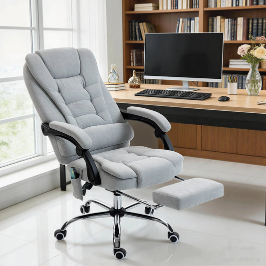 Massage and heated office chair, office chair, adjustable height, reclining back, 65x70x111-119cm, gray