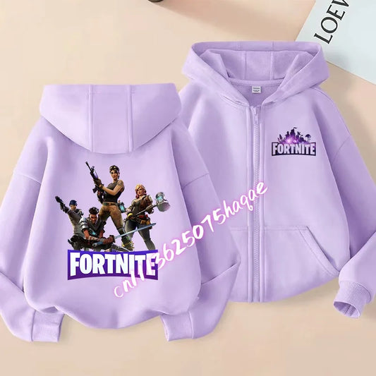 Giacca outdoor per bambini Cartoon FORTNITED per bambina e bambino, felpa cappotto, giacca a vento leggera di alta qualità, giacca autunnale con zip, abbigliamento top