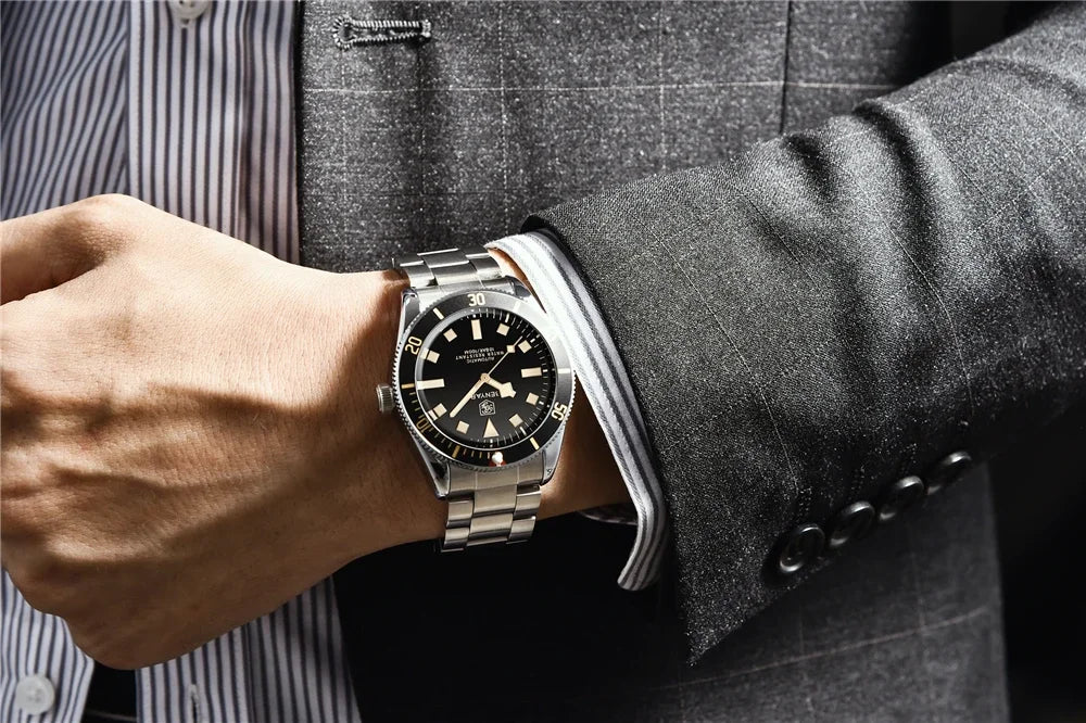BENYAR 2026 New Men Watches Retro Black Mechanical Automatic luxury watch for men Waterproof Luminous Stainless steel wristwatch