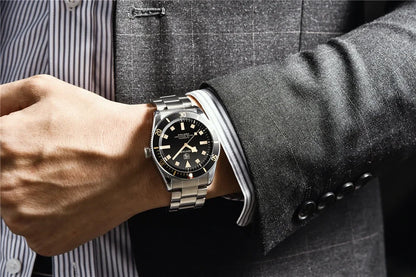 BENYAR 2026 New Men Watches Retro Black Mechanical Automatic luxury watch for men Waterproof Luminous Stainless steel wristwatch