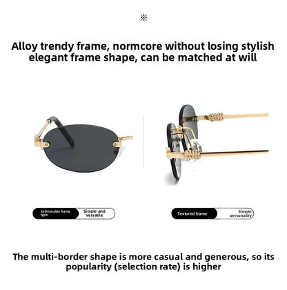 Frameless Ellipse Sunglasses, UV400 Protection Lightweight Design, Fashionable for Daily Wear & Outdoor