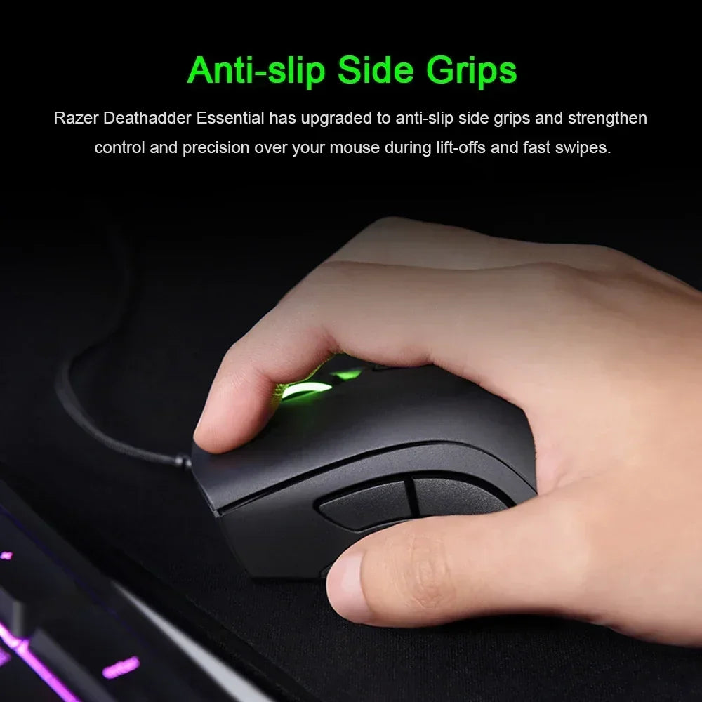 Original Razer DeathAdder Essential Wired Gaming Mouse Mice 6400DPI Optical Sensor 5 Independently Buttons for Laptop PC Gamer