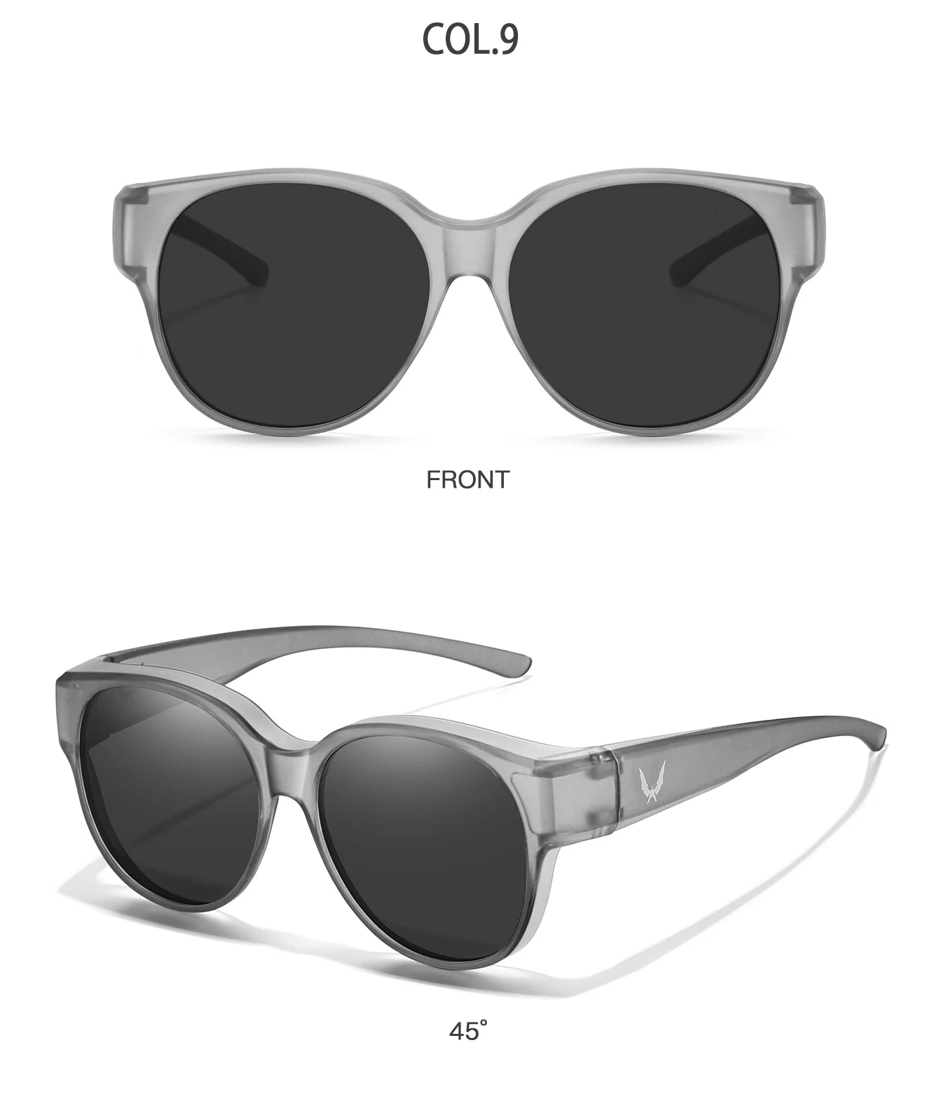 Over Glasses with Box Cover Over Myopia Eyeglasses Unisex Round Shades with UV protection Outdoor Sports Fishing Hiking Cycling