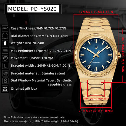 PAGANI DESIGN Men's Quartz Watches Ultra-Thin 7mm Series 222 Sapphire Stainless Steel Waterproof Watches for Man reloj hombre