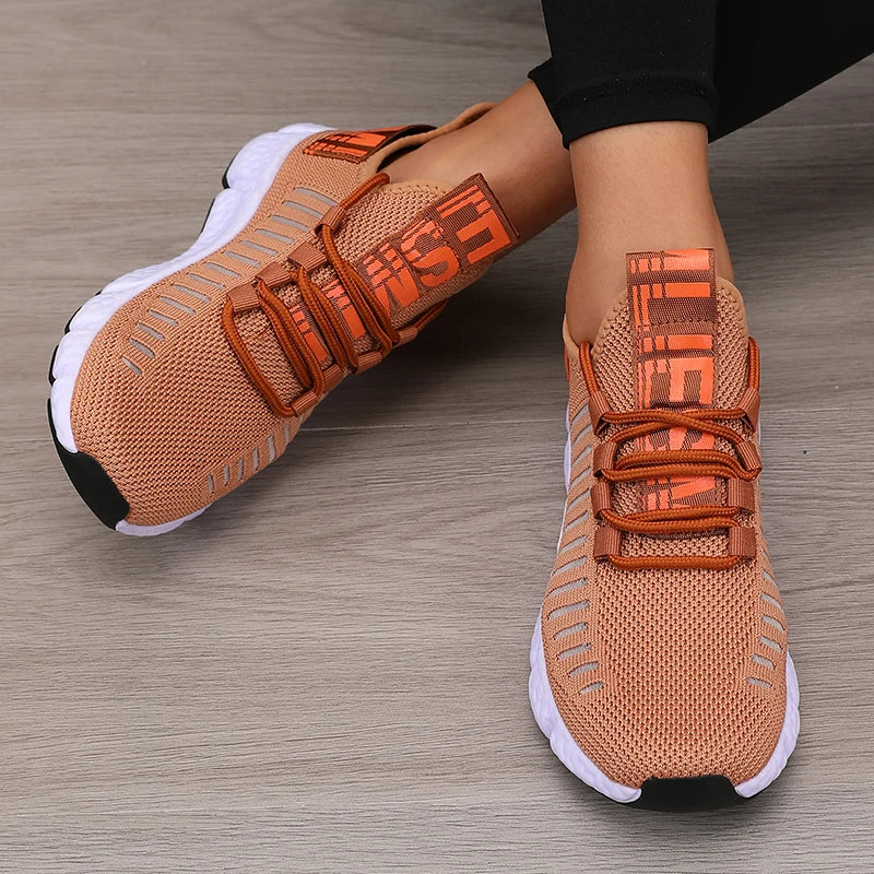 Zapatillas deportivas de mujer de malla, ligeras, con suela suave, correa para jogging, transpirables, de moda, para caminar, deportivas informales, de tenis, planas, para hombre