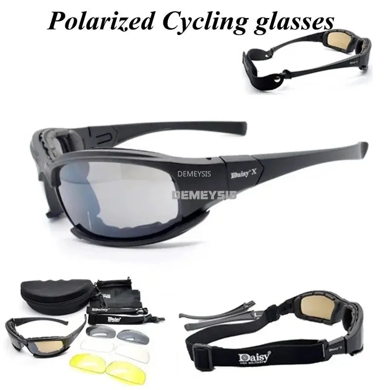 Polarized Tactical Glasses 4 Lens Kit Outdoor Hiking Cycling Fishing UV400 Sunglasses Hunting Shooting Airsoft Paintball Goggles