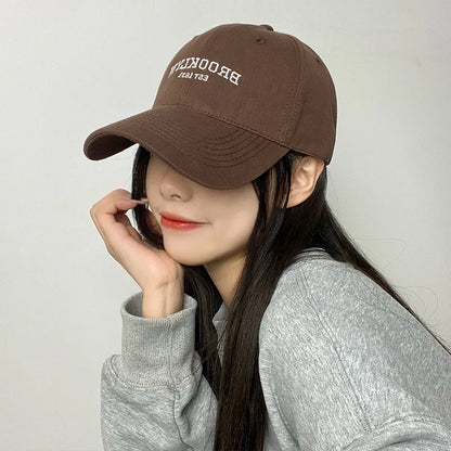 Gorra de béisbol de algodón suave con letras para mujer y hombre, bordado retro, visera curvada, gorra unisex para coleta, hip hop, gorra de camionero y gorras para el sol