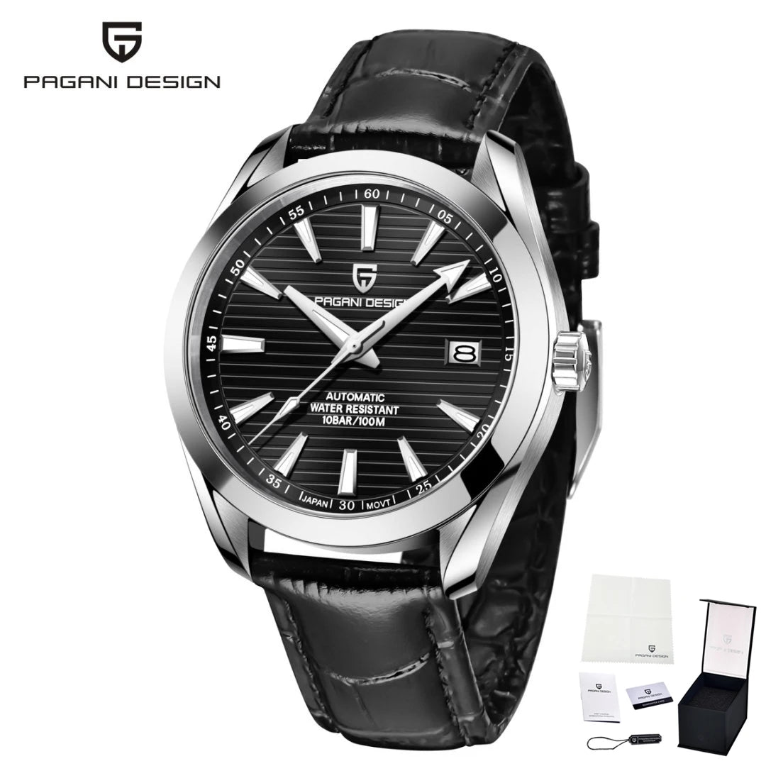 Reloj de lujo para hombre PAGANI DESIGN – Modelo automático mecánico (calibre 8215), de acero inoxidable, hermético, con indicador de fecha y agujas luminiscentes