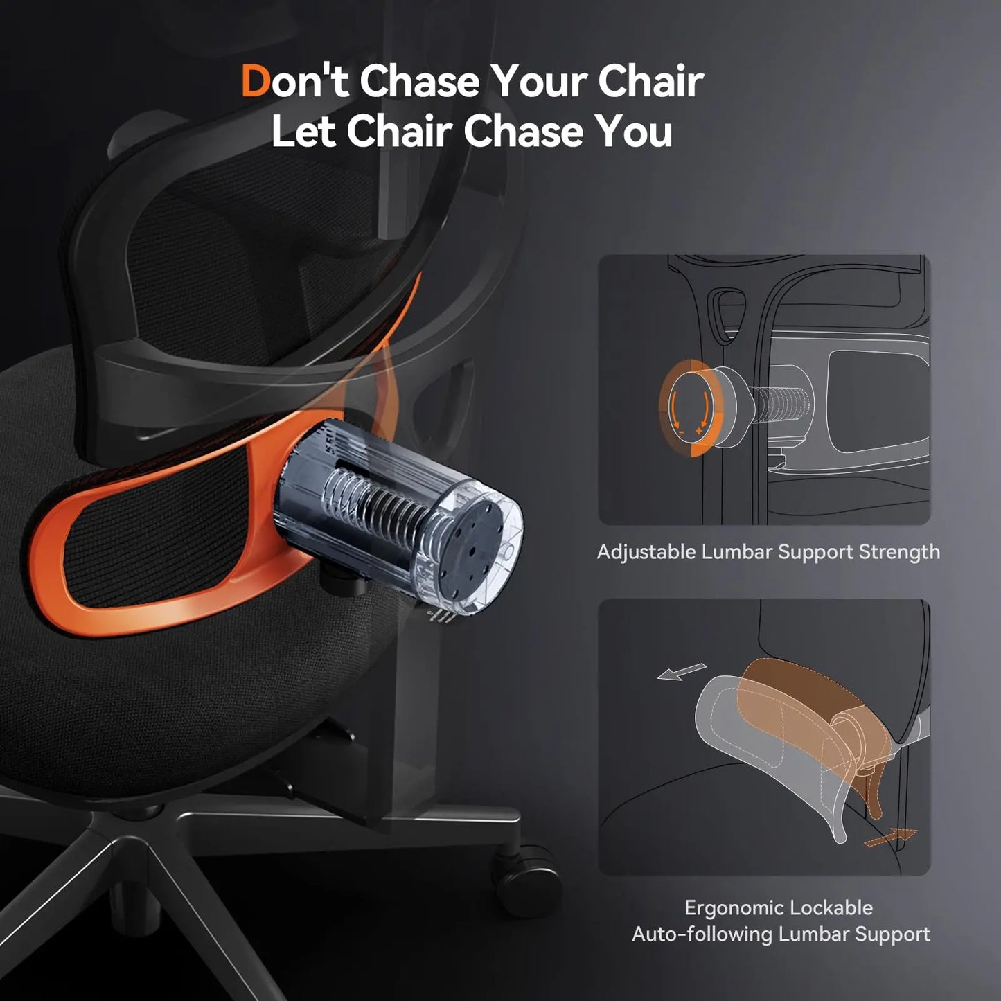 NEWTRAL NT001 Ergonomic Office Chair with Auto-Following Lumbar Support, 3 Recline Angle, Adjustable Backrest Armrest Headrest