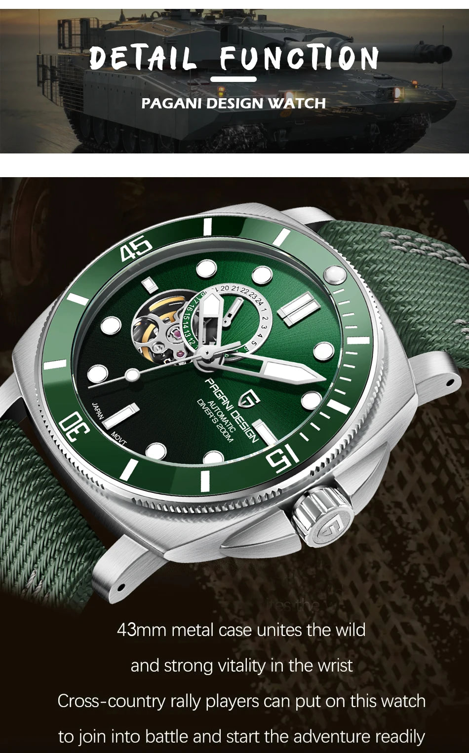 PD1736 PAGANI DESIGN 2025 Men Automatic Mechanical Watches Casual Fashion Sapphire Stainless Steel Diving TMI NH39 Men's Watch