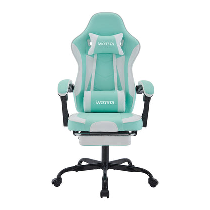 Sedia da gaming WOTSTA con poggiapiedi, sedia gamer ergonomica con cuscino lombare e poggiatesta, sedia per computer regolabile in altezza