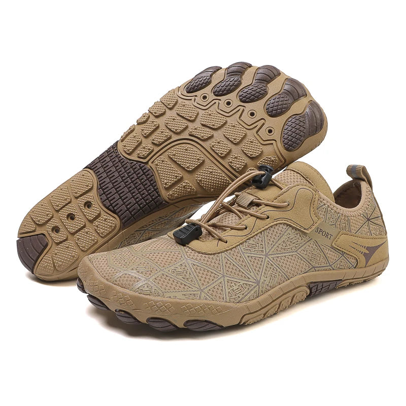 Novos sapatos aquáticos 2025 barefoot para praia e desporto, sapatos de natação antiderrapantes de alta qualidade, sapatos desportivos casuais de cinco dedos unissexo