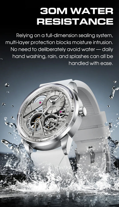 MARK FAIRWHALE Men’s Luxury Automatic Mechanical Watch  46mm Stainless Steel Business Wristwatch