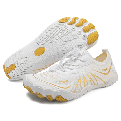 Novos sapatos aquáticos 2025 barefoot para praia e desporto, sapatos de natação antiderrapantes de alta qualidade, sapatos desportivos casuais de cinco dedos unissexo