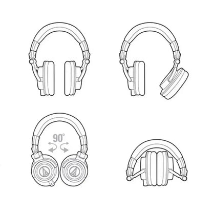 Casque audio professionnel Audio-Technica ATH-M50x, son Hi-Fi, design pliable, casque filaire supra-auriculaire