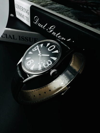Men's Mechanical Watch for Shanghai 8120 Manual Movement 38mm Vintage 3D Acrylic Crystal