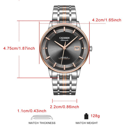 CADISEN Ultra-thin Mechanical Wristwatch Japan MIYOTA 9015 Top Brand Luxury Single-dome Sapphire Crystal Automatic Watch Man