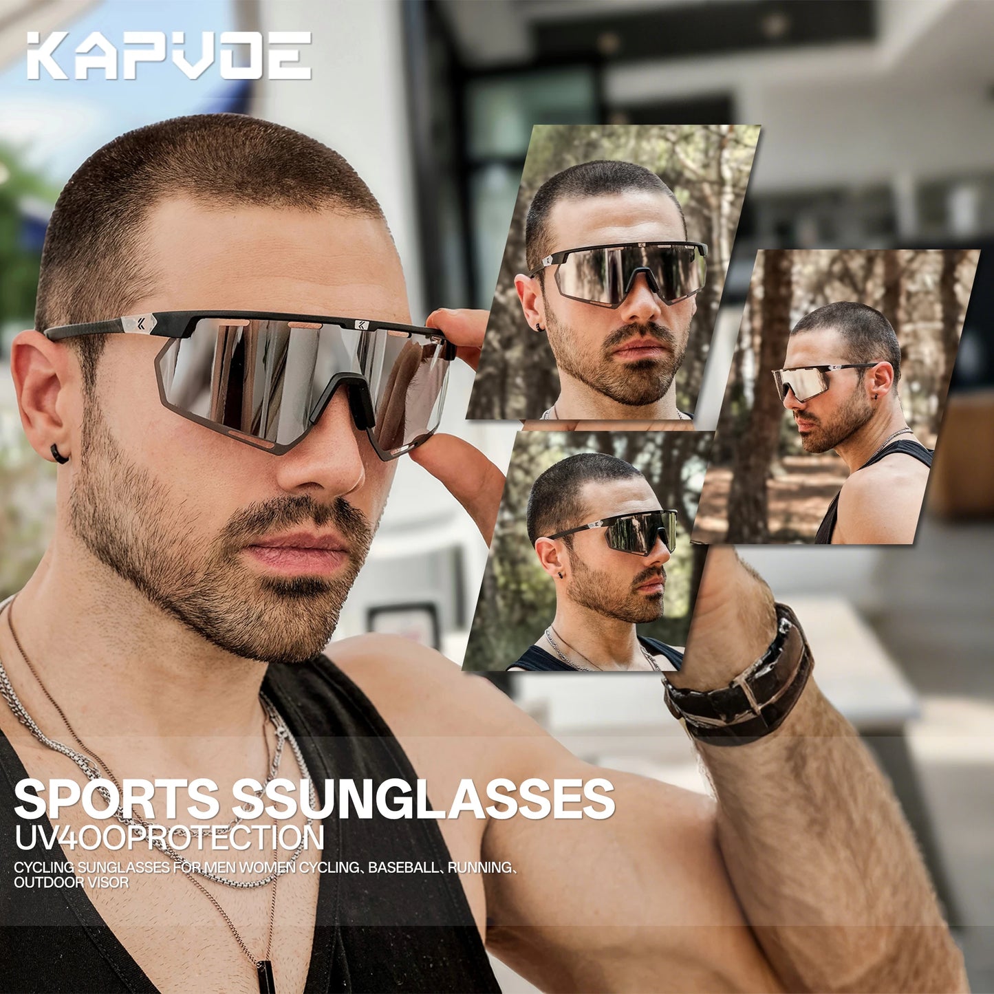 Kapvoe Real Carbon Fiber Cycling Glasses Sunglasses for Men Lightweight Photochromic UV400 MTB Bike Bicycle Sports Eyewear