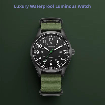 LIGE Lyxiga herrklockor med kvartsverk, datum, nylonarmband, läderarmband, vattentäta, självlysande, militär- och sportklockor för män relogios masculino