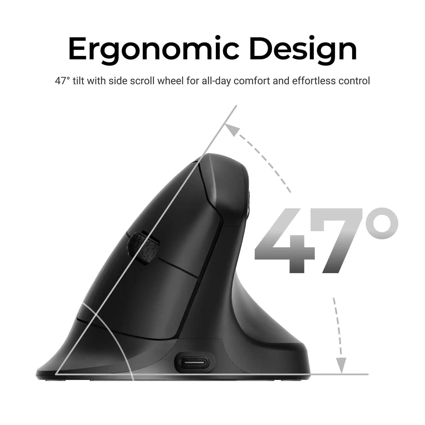Keychron M5 kabellose ergonomische Maus, optisch, 8K Polling-Rate, 2.4GHz & Bluetooth, Type-C, 3950 Sensor