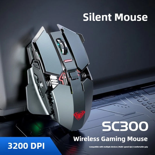 SC300 Wireless 2.4G Gaming Mouse RGB Rechargeable Silent Gaming Mouse, 3200 DPI Wireless Gaming Mouse for PC, Laptop & E-Sports