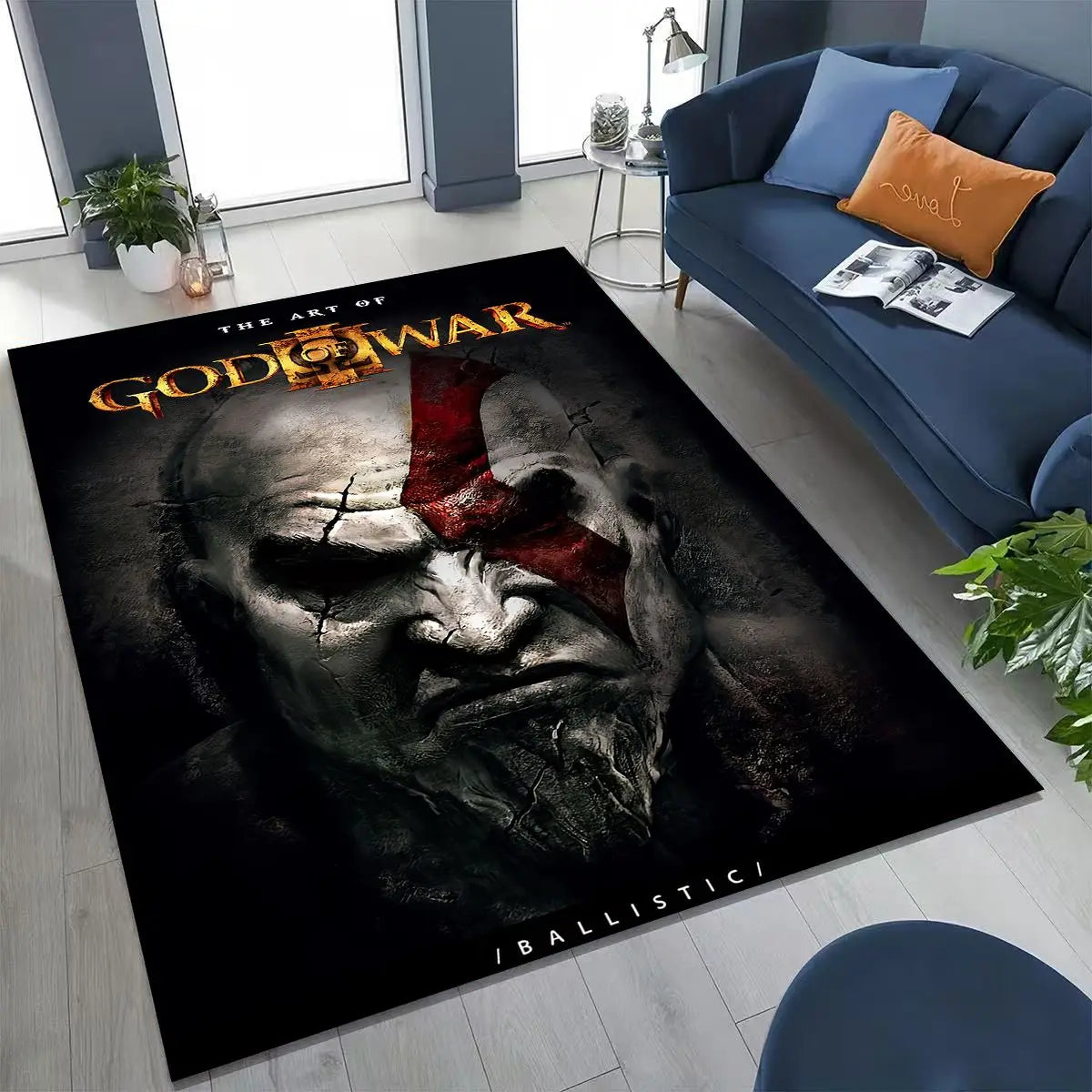 Classics God of War Kratos 3A Game Gamer Rug for Bedroom Living Room Sofa Home Doormat Decor, Large Kids Play Non-slip Floor Mat