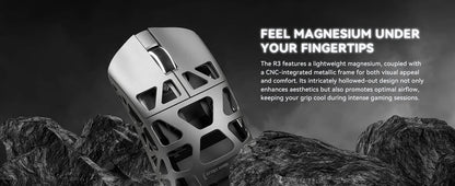 ATTACK SHARK R3 8KHz Magnesium Alloy Gaming Mouse, PAW3395 Sensor, 26000 DPI, Superlight 46g, Tri-Mode Wireless Bluetooth & Wired Mouse for PC/Mac